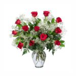 Buquê de 12 Rosas Vermelhas e Vaso