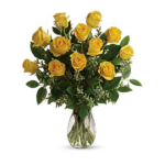 Buquê de 12 Rosas Amarelas e Vaso